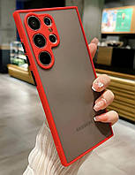 Протиударний матовий чохол для Samsung Galaxy S23 Ultra червоний із захистом камери
