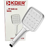 Лійка для душу БІЛА Квадратна 3 функції KOER KP-0402-03 WHITE Premium (Колір білий), фото 6