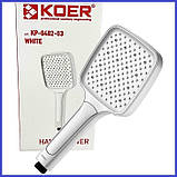 Лійка для душу БІЛА Квадратна 3 функції KOER KP-0402-03 WHITE Premium (Колір білий), фото 5