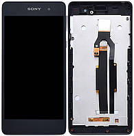 Дисплей модуль тачскрин Sony F3311 Xperia E5/F3313 черный оригинал в рамке Graphite Black снят
