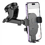 Car Holder Hoco H19 Mighty one-button (center console) — Black, фото 6
