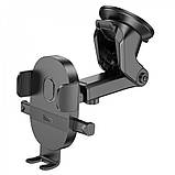 Car Holder Hoco H19 Mighty one-button (center console) — Black, фото 7