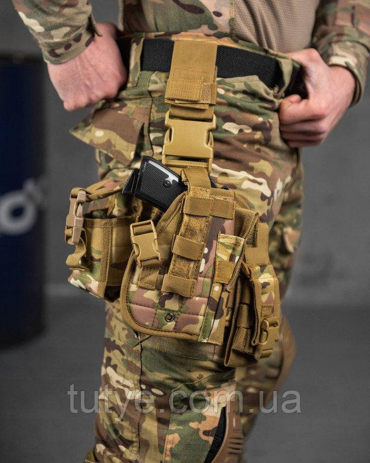 Такдра стегна для пістолета Tactic універсальна кобура на пояс з кишенею під магазин МТК ВТ7584 ТМ