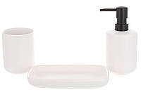 Набор аксессуаров Bright для ванной комнаты Белый с черным 3 предмета, керамика 1851-327