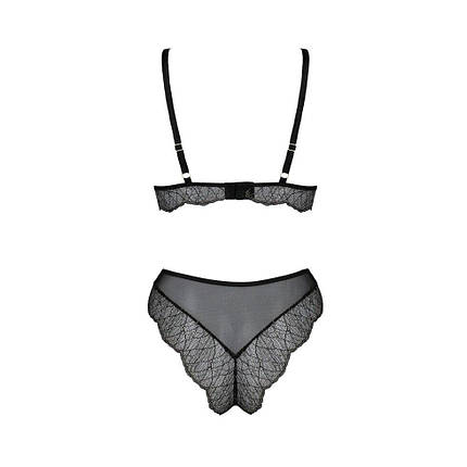 Комплект білизни Passion AMBERLY SET 6XL/7XL black, ліф, трусики бразиліана, люрексовая нитка, фото 2