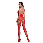 Бодістокінг Passion ECO BS005 red, щільний, відкритий доступ, імітація підв'язок, фото 6