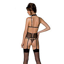 Корсет з відкритими грудьми Passion DOMINICA CORSET S/M black, пажі для панчіх, стрінги, фото 5