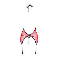 Корсет з пажами для панчіх Passion PEONIA CORSET XXL/XXXL red стрінги, фото 4