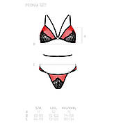 Комплект білизни Passion PEONIA SET L/XL red, бра, трусики, фото 3