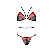 Комплект білизни Passion PEONIA SET L/XL red, бра, трусики, фото 5