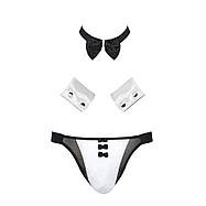 Комплект еротичного чоловічого білизни Passion 036 ALFRED XXL/XXXL Black, труси, комір, манжети, фото 4