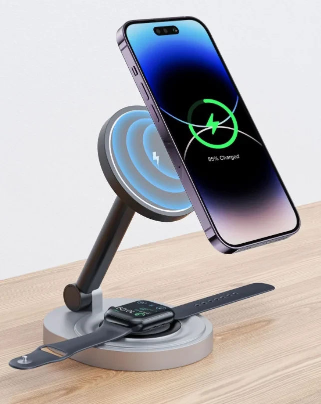 Бездротова зарядка MagSafe W14 QI док-станція для iPhone Apple Watch AirPods для айфона