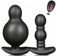Розширювач анальний з обмежувачем, Надувна вібропробка для анального сексу на пульті, Інтимні іграшки