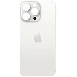 Задня кришка (скло) iPhone 15 Pro white titanium (big hole) (оригінал завод)