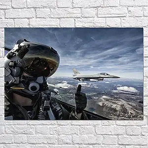 Плакат "Пілот у винищувачі F-16 Fighting Falcon", 40×60см