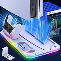 Мультифункциональная док-станция BEBONCOOL с охлаждением и RGB подсветкой для PlayStation 5 / PS5 SLIM