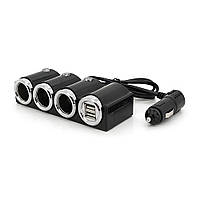 АЗП розгалужувач Olesson 1503, 12V-3*12V+2*USB, Black, Blister