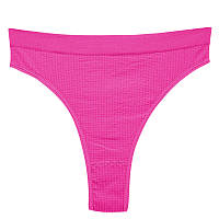 Женские бесшовные трусики стринги в рубчик A66# Розовый электрик XL "Lv"