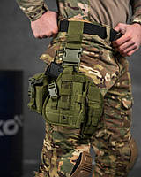 Набедренная тактическая кабура для пистолета Tactic универсальная кобура на пояс с карманом под магазин олива
