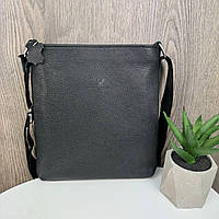 Кожаная мужская сумка планшетка на плечо черная стиль Армани барсетка натуральная кожа Armani стиль(YP)