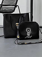 Женская сумка Karl Lagerfeld The Tote Bag Double (черная) модная повседневная сумочка torba0260