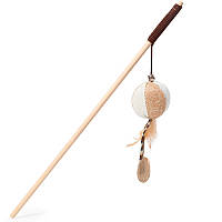 Іграшка Taotaopets 014430 Паличка дерев'яна з пір'ям 40 см Ball "Kg"