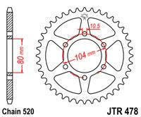 Мотозвезда JT задня під ланцюг 520 на 43 зубів сталева JTR478.43 KAWASAKI ER-5/6/Ninja EX 650/KLE 650 Versys, фото 1