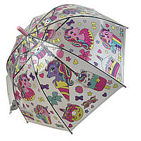 Дитяча прозора парасолька тростина напівавтомат Fiaba Рожева (2000002742142)