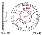 Мотозвезда задня JTR488.41 KAWASAKI ZXR 750, KAWASAKI ZZR 1200, KAWASAKI  Ninja ZX 9 R, фото 1