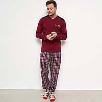 Мужская пижама большого размера со штанами 93926, Бордовый, 2XL