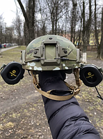 Тактичні активні навушники Earmor M32 + кріплення чебурашка на тактичний шолом BIG_753