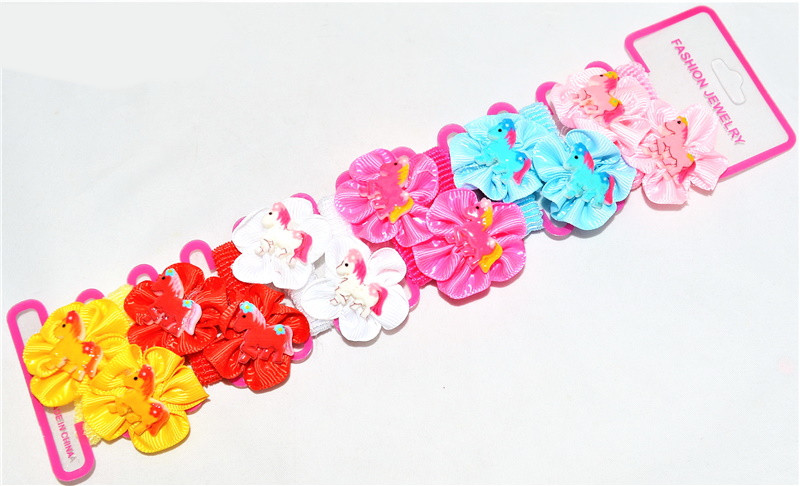 Дитячі резинки для волосся "Конячки", ЦІНА ЗА УП. 12ШТ, на планш. 26*8 см (12 шт.), фото 1