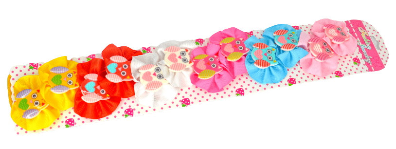 Дитячі резинки з совою, ЦІНА ЗА УП. 12ШТ, на планш. 40*10см (12 шт), фото 1