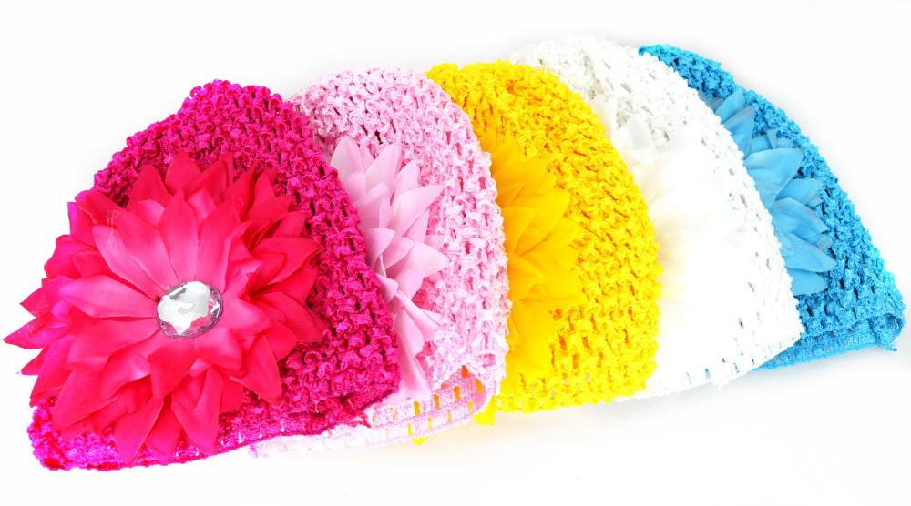 Дитячі шапочки з квіткою астра, ЦЕНА ЗА УП. 6ШТ, в пак.30*20см (6 шт), фото 1