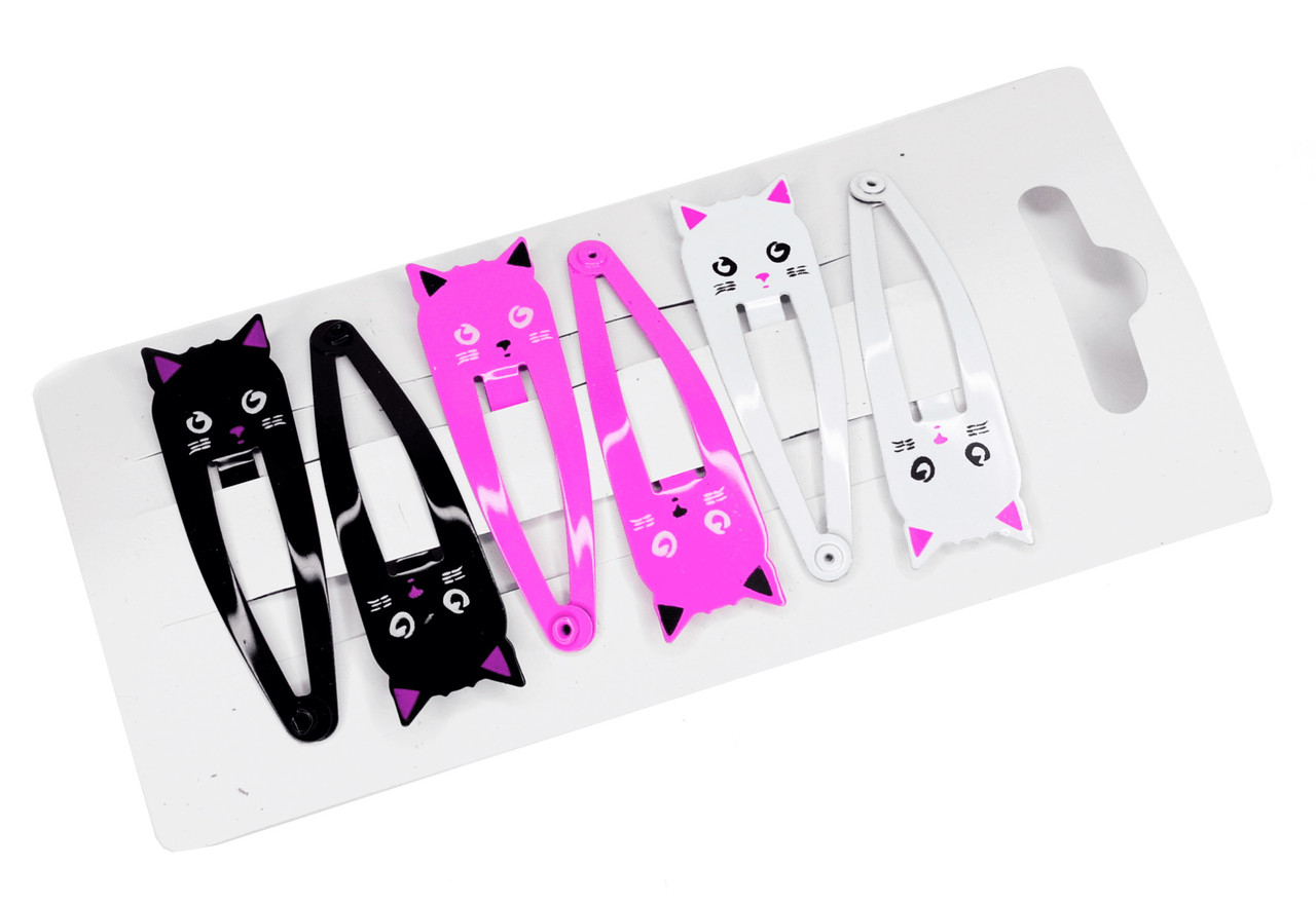Затиск дитячій для волосся "Кішечки", ЦІНА ЗА УП. 6ШТ, на планш. 13*6 см (6 шт.), фото 1