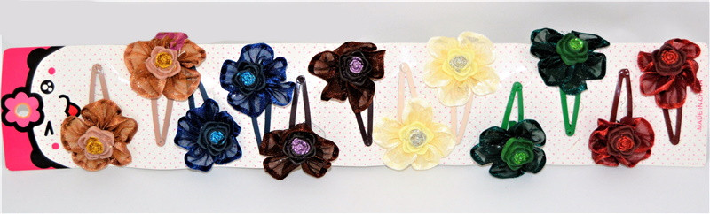 Затиск для волосся дитячій "З трояндами", ЦІНА ЗА УП. 12ШТ, на планш. 34*7см, фото 1