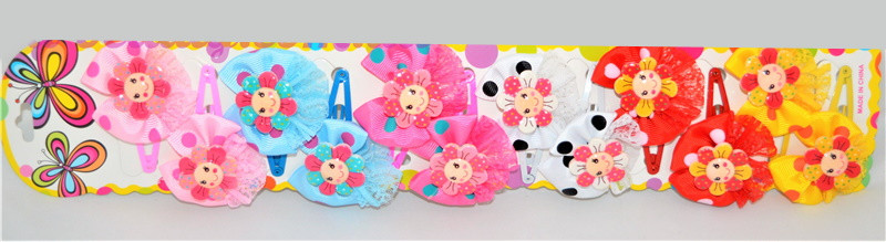 Затиск для волосся дитячій "Сонечко", ЦІНА ЗА УП. 12ШТ, на планш. 40*10см, фото 1