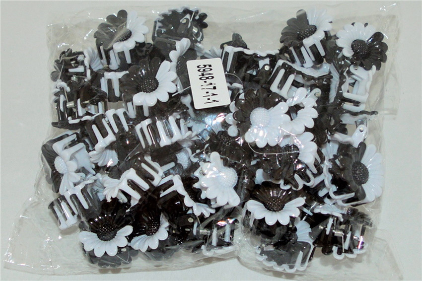 Затискач-крабик для волосся ромашка, ЦІНА ЗА ПЗ. 50ШТ, в пак. 17*13см, фото 1