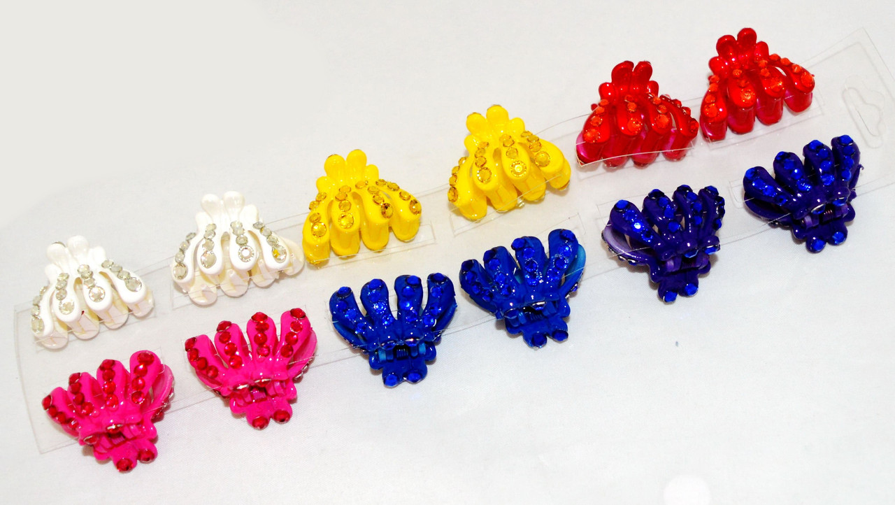 Затискач-крабик для волосся "Кольорова медуза", ЦІНА ЗА УП. 12ШТ, в пак. 24*8см, фото 1