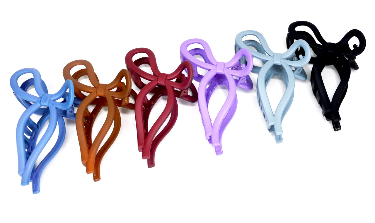 Краб для волосся матовий бант-L, ЦІНА ЗА УП. 6ШТ, в пак. 30*12см (12шт), фото 1