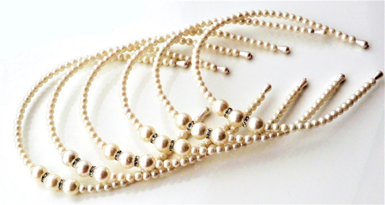 Обідок для волосся "Перлинний", ЦІНА ЗА УП. 12ШТ, в пак. 30*17см (12шт), фото 1