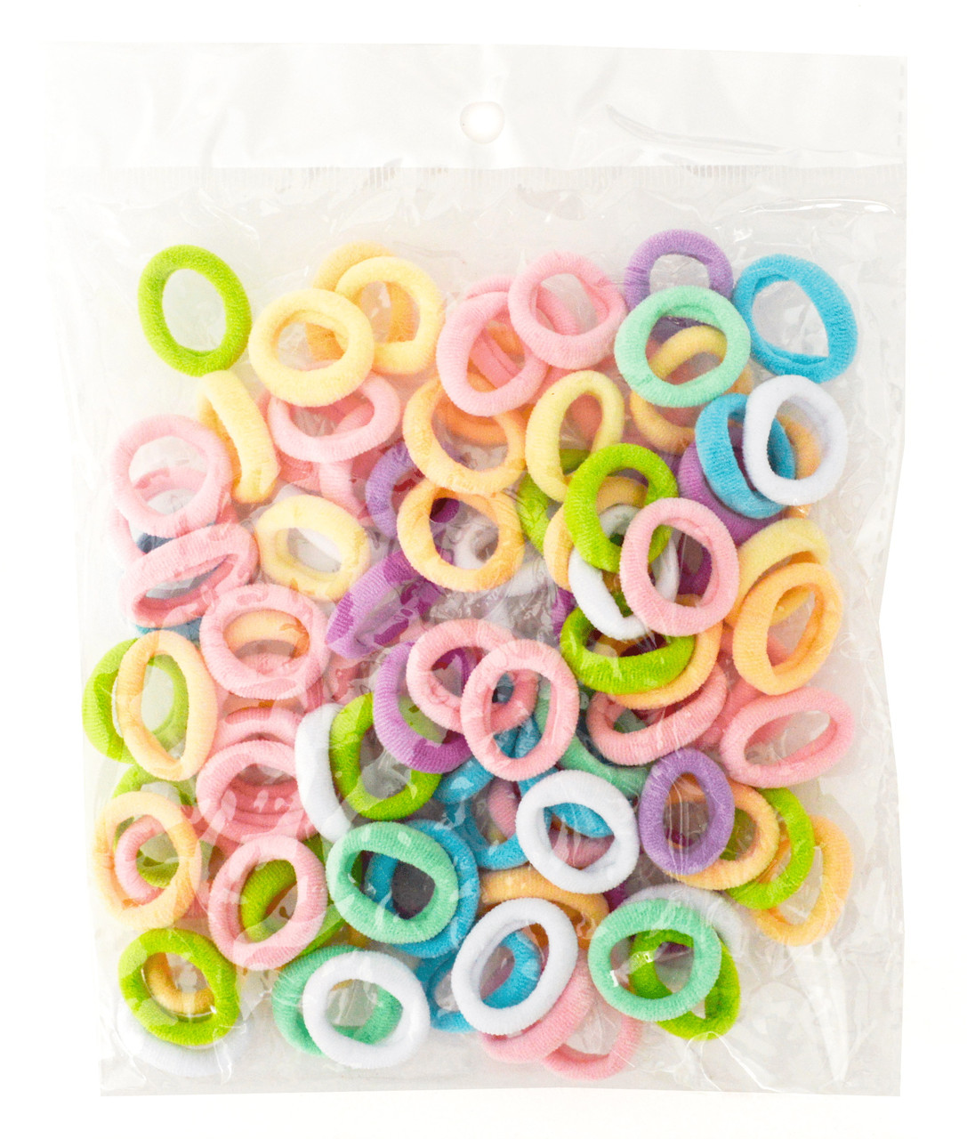 Резинки для волосся мікрофібра пастель-3, ЦІНА ЗА УП. 100ШТ, в пак. 20*15см (100 шт.), фото 1