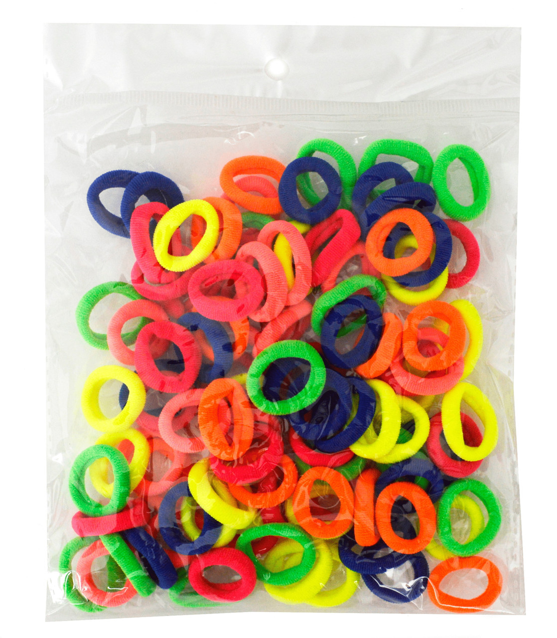 Резинки для волосся мікрофібра яркі, ЦІНА ЗА УП. 100ШТ, в пак. 20*15см (100 шт.), фото 1