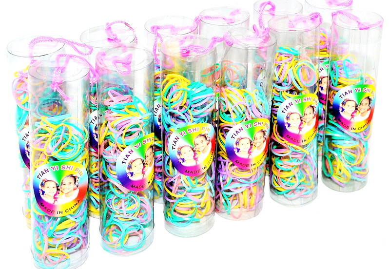 Силіконові резинки різнокольорові, в тубі 10*3см (12 пак), фото 1