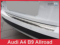 Накладка на бампер с загибом и ребрами Audi A4 B9 Allroad от RT