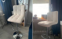 1 Барный стул для барной стойки хокер с спинкой на кухню кресло барное Hoker экокожа Bonro BC-0106 белый