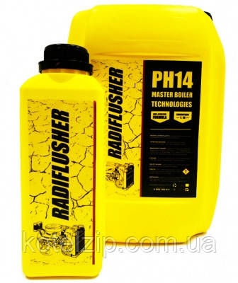 RADIFLUSHER pH14, 1 л — лужний очисник системи охолодження, печінки, радіатора автомобіля, фото 1