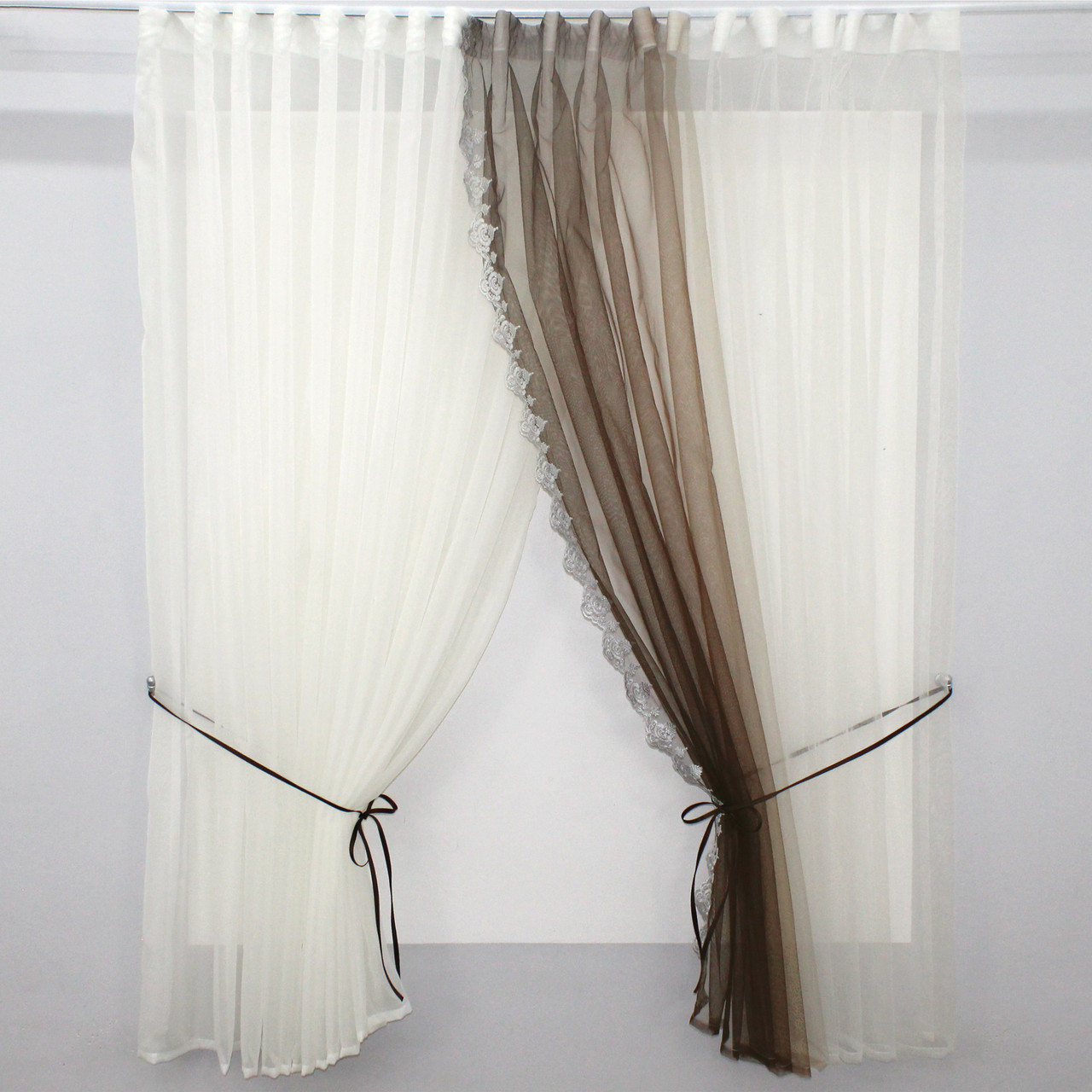 Кухонний комплект (400х170см.), шторки з підв'язками. Колір бежевий з венге. Код 100к 52-0633, фото 1