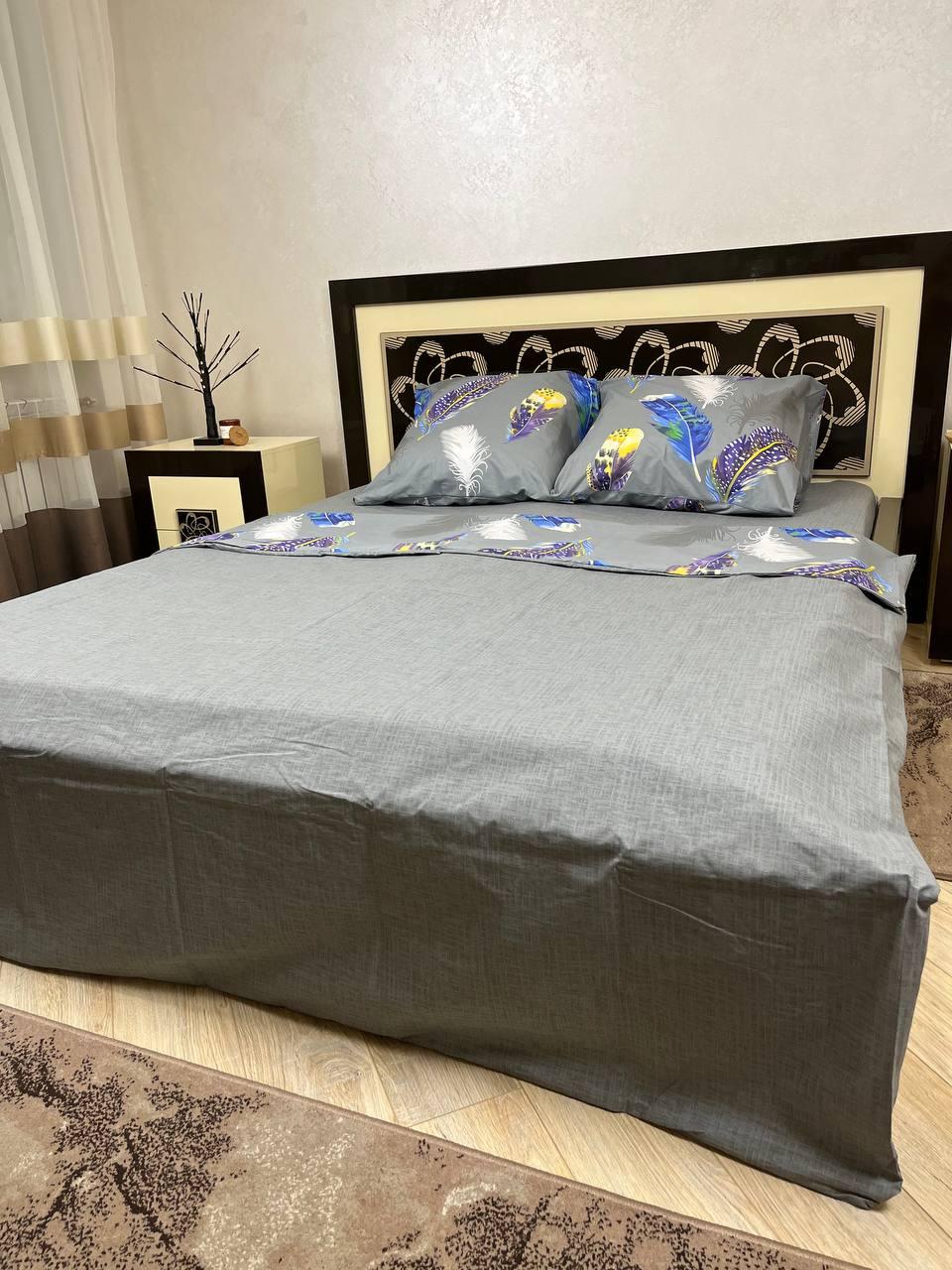 Двоспальні Євро комплекти постільної білизни двуспалка сіра