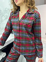 Жіноча піжама в червону клітинку. Одяг для дому і сну. Домашній комплект., фото 7